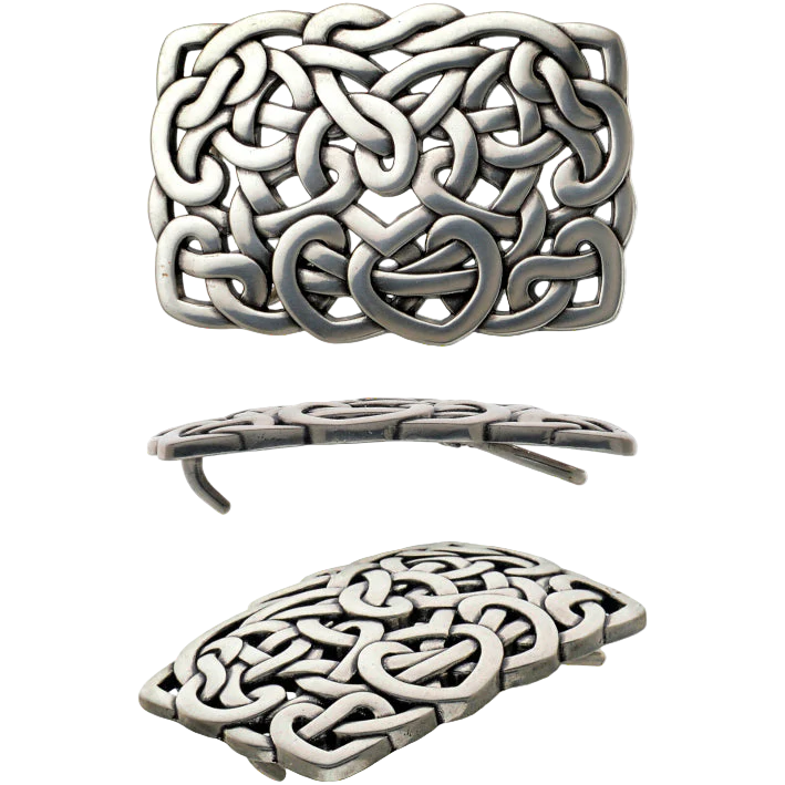 English silver belt buckle (100148-40-1) with Italian design, polished metal fashion accessory