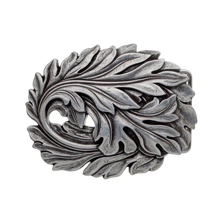 English silver 2 belt buckle (100151-40) with Italian design, polished metal fashion accessory