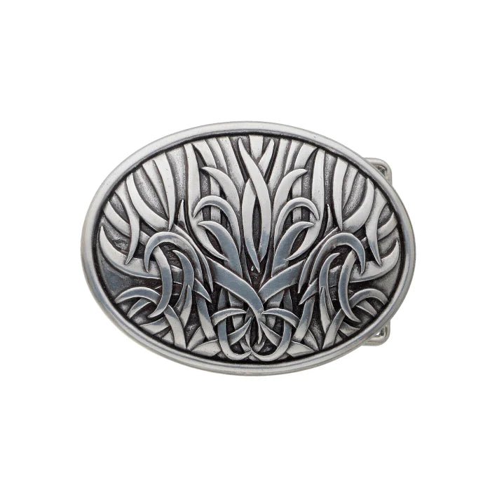 English silver belt buckle (100164-40-1) with Italian design, polished metal fashion accessory
