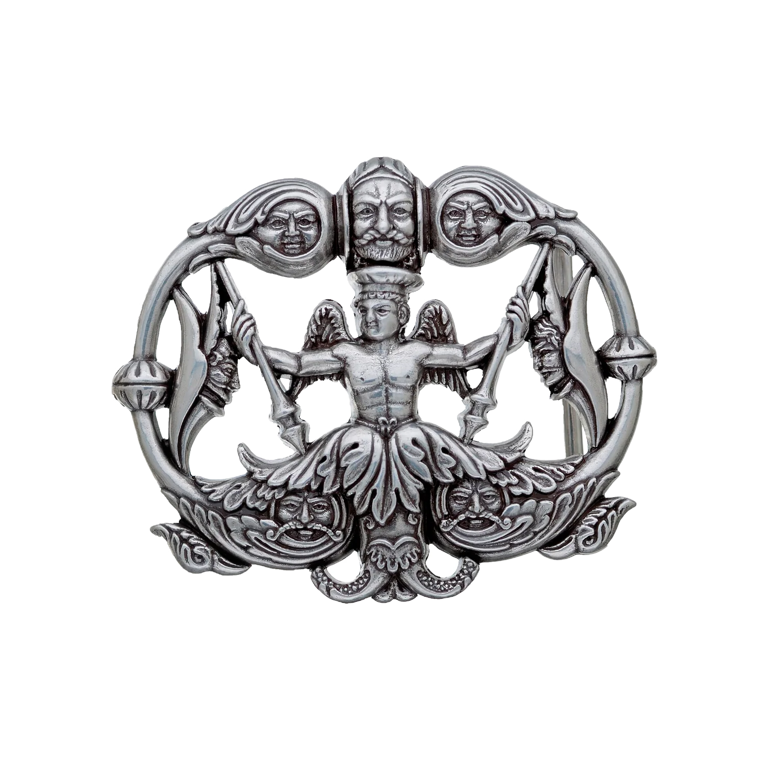 Herald Angel 40mm belt buckle in English Silver.