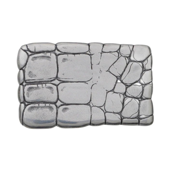 English silver belt buckle (100208-40) with Italian design, polished metal fashion accessory