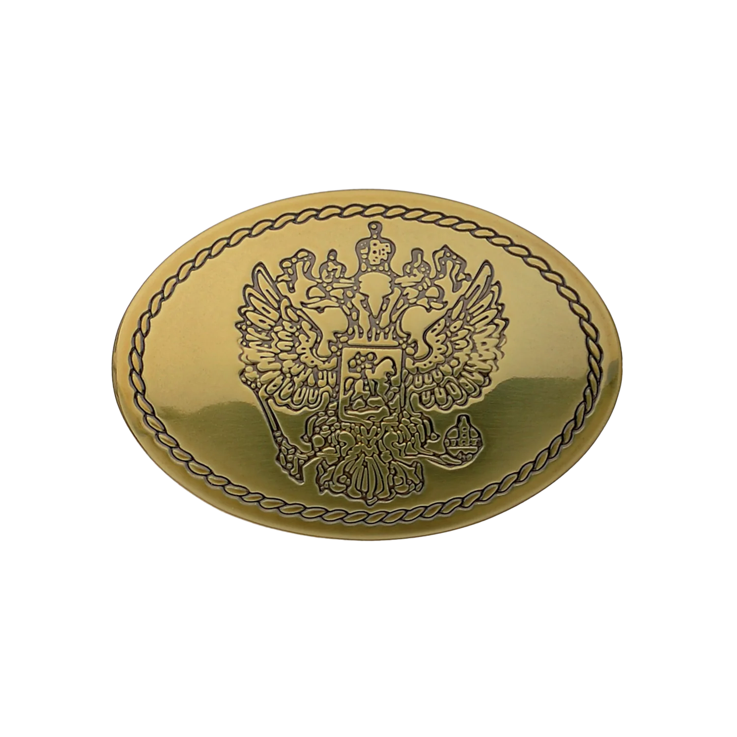 Double Eagle Crest 40mm belt buckle in Old Gold.