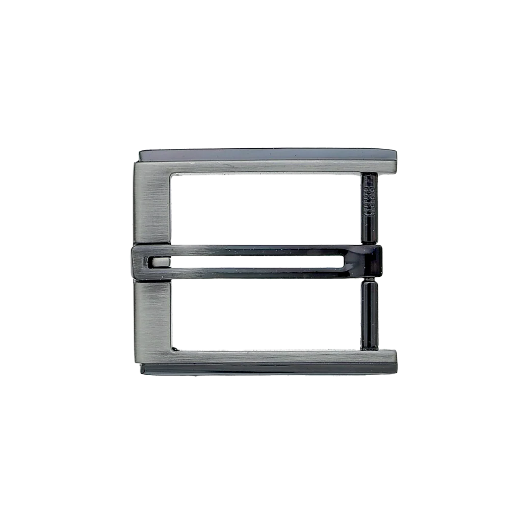 Modern Double-Bar 40mm belt buckle in Brushed Gun Metal.