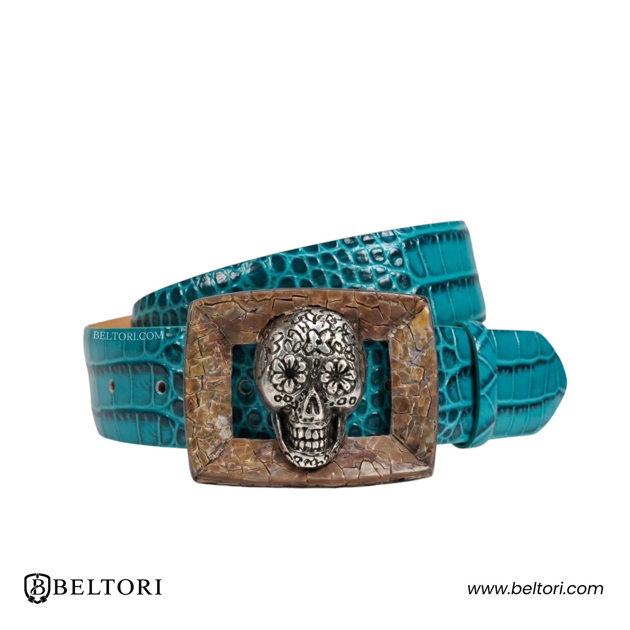 Skull Tagnipis Mother of Pearl Complete Belt – Foresta Leather