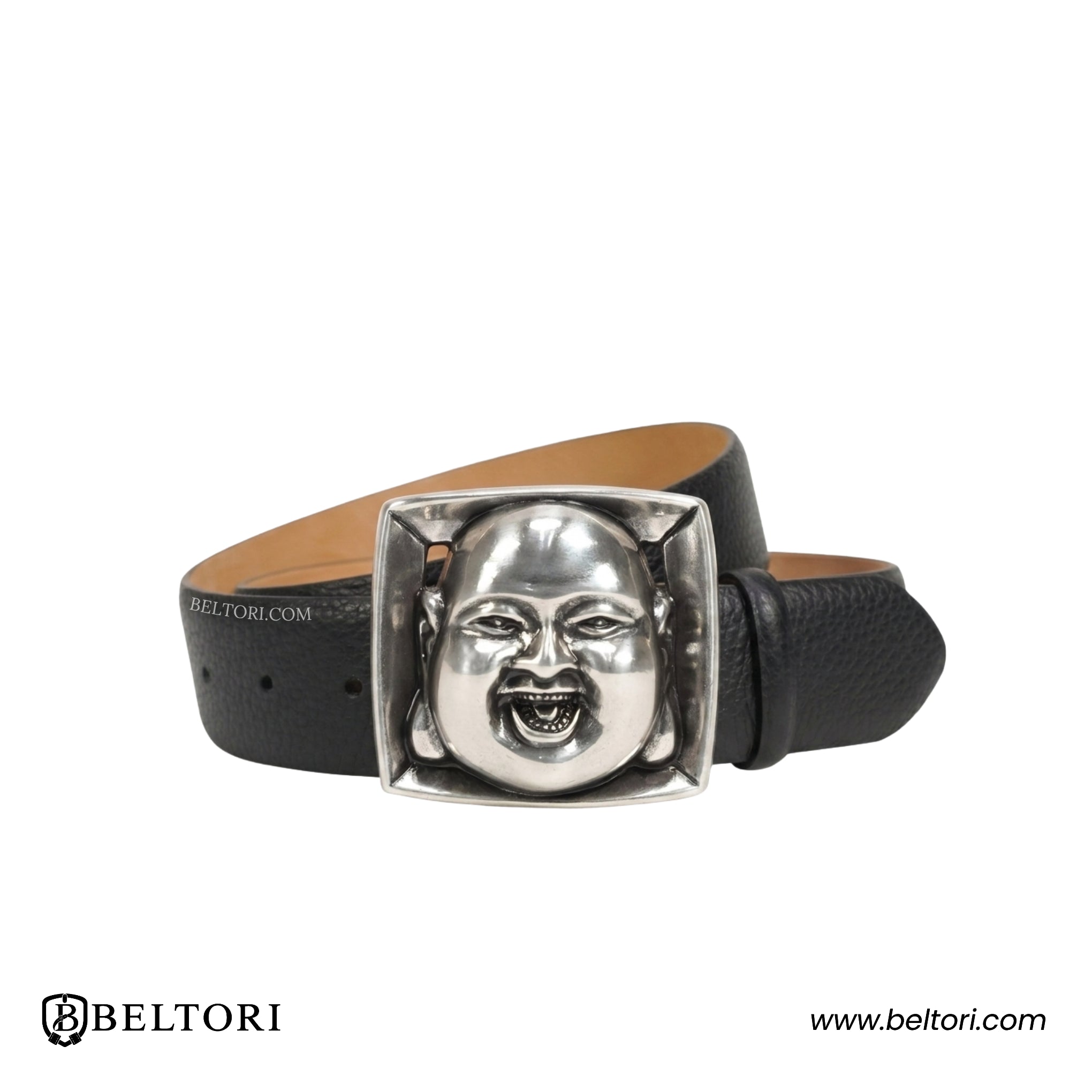 Buddha English Silver Complete Belt – Black Croc Leather