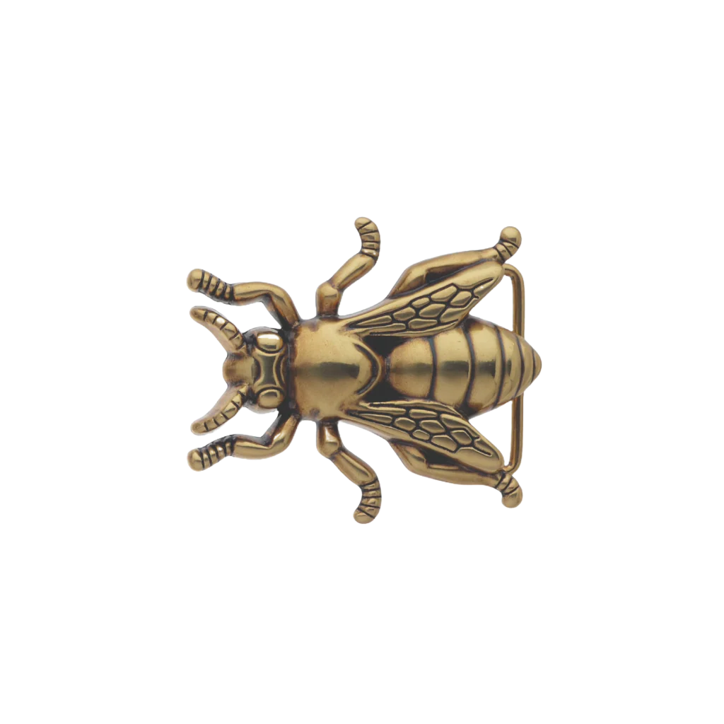 Antique gold bee belt buckle, insect bug themed fashion accessory, vintage western belt hardware for men and women