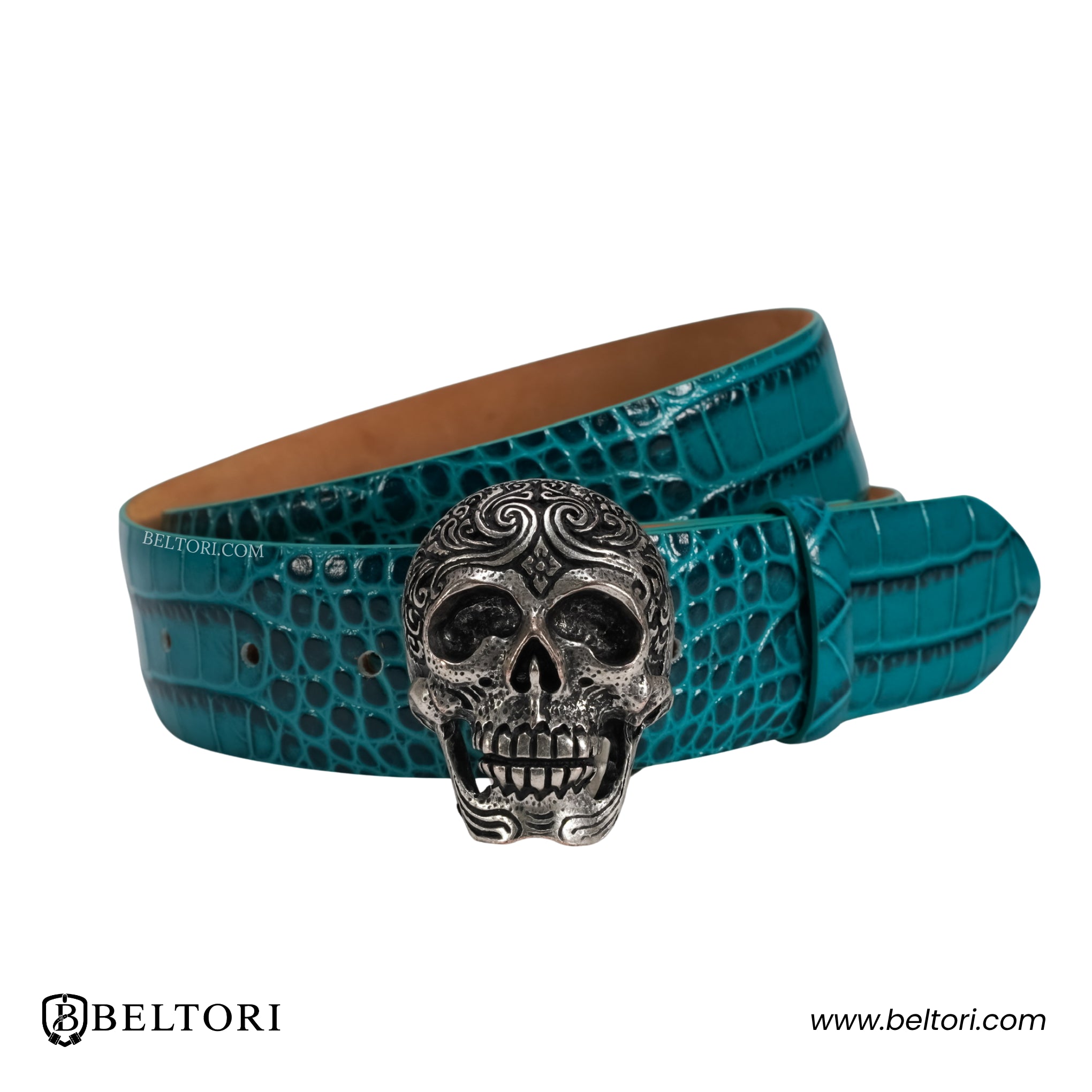 Engraved Skull English Silver Complete Belt – Foresta Leather
