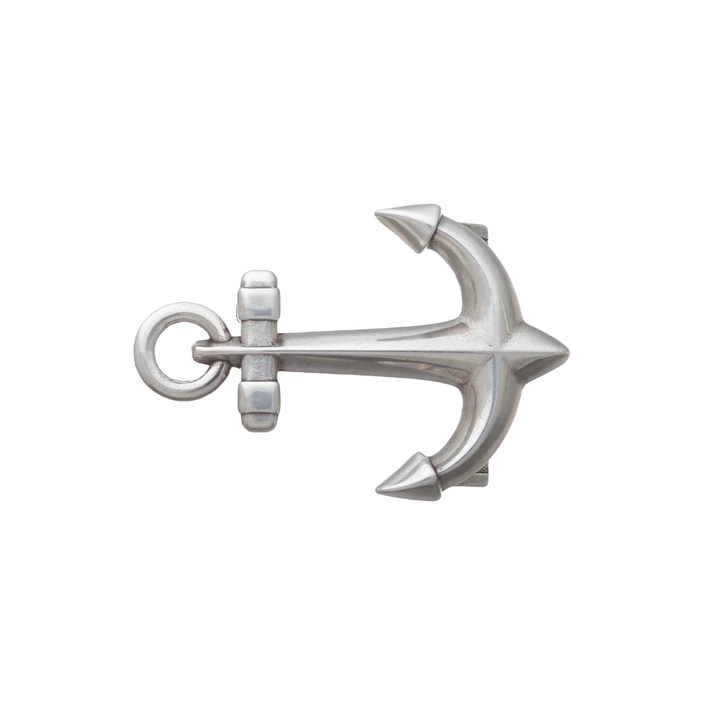 Solid silver anchor belt buckle, a timeless fashion accessory with a nautical and classic Italian design.