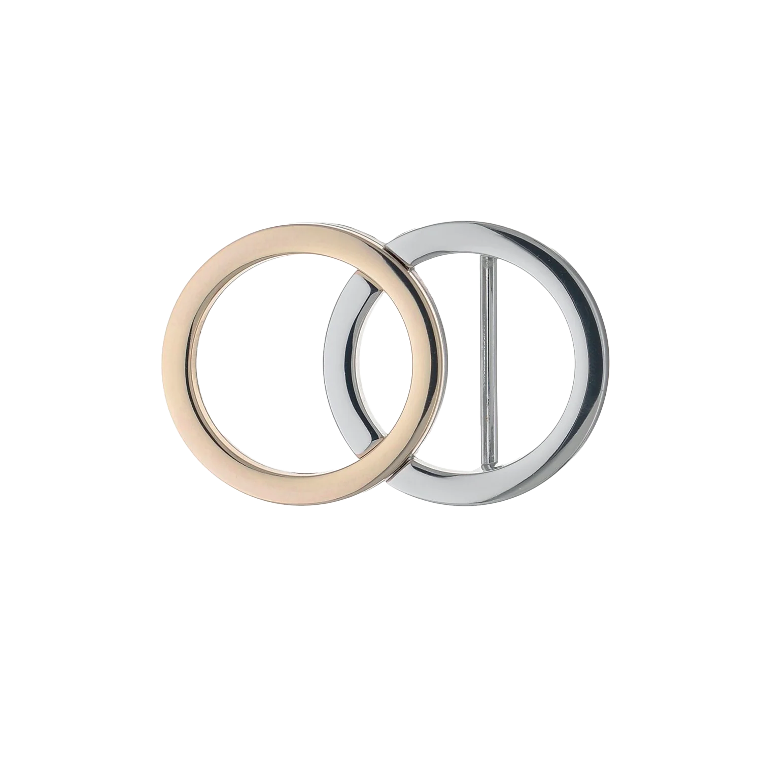 Interlocking Rings 40mm buckle in two-tone Palladium Nickelfree HQ and Light Gold.