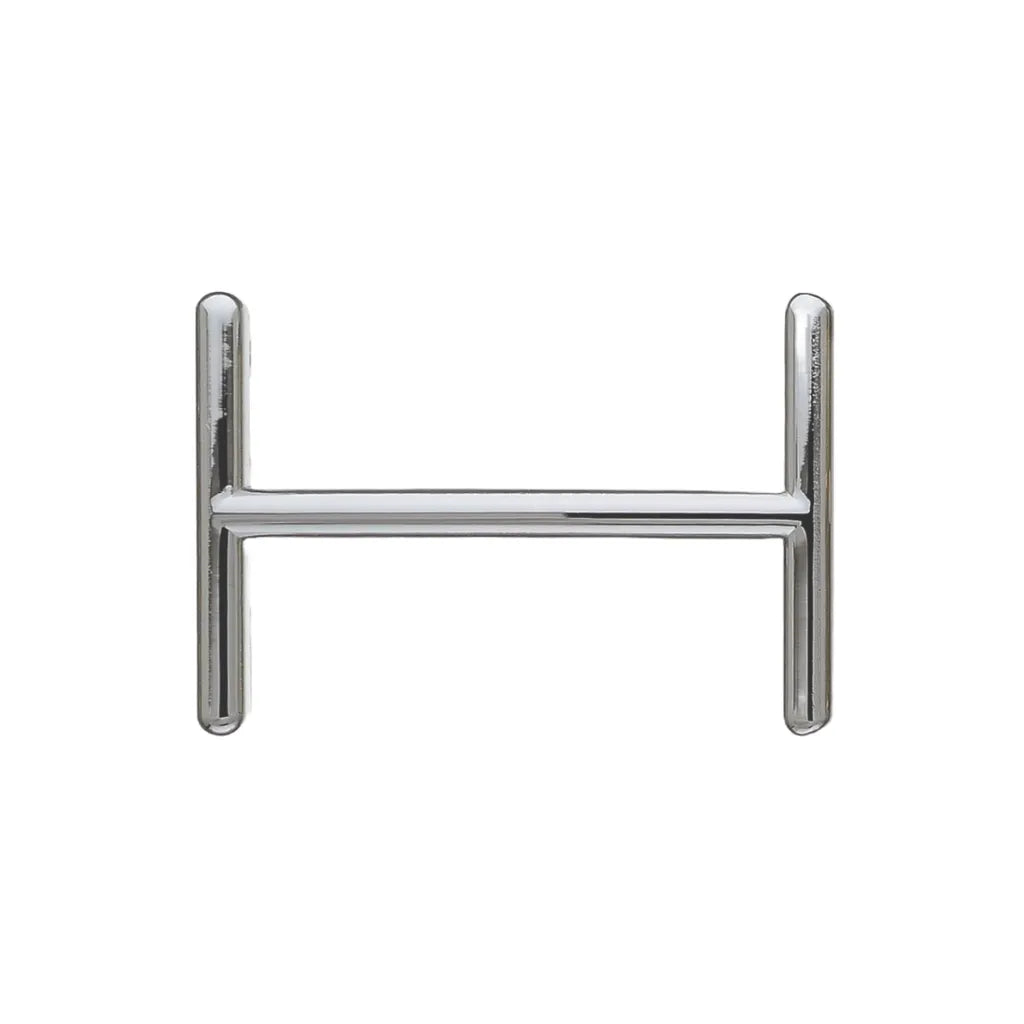 Polished silver belt buckle center bar hardware for strap attachment