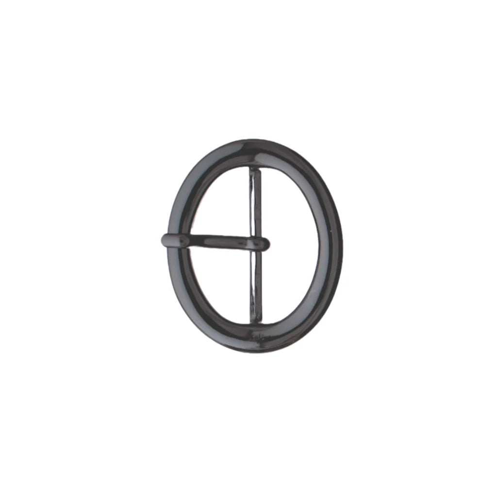 Oval 40mm belt buckle in Shiny Gun Metal. Lightweight Zamak build durable, polished, and easy to style. Fits 40mm straps.