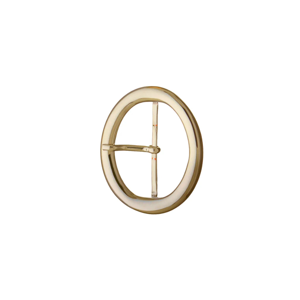 Oval 40mm belt buckle in Light Gold. Lightweight Zamak build durable, polished, and easy to style. Fits 40mm straps.