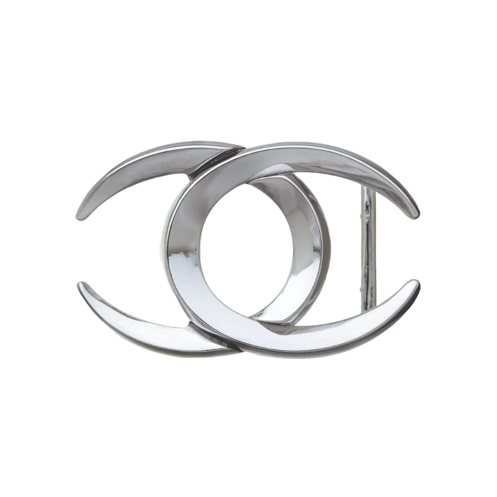 Interlocking Crescent 40mm belt buckle in Shiny Nickelfree.
