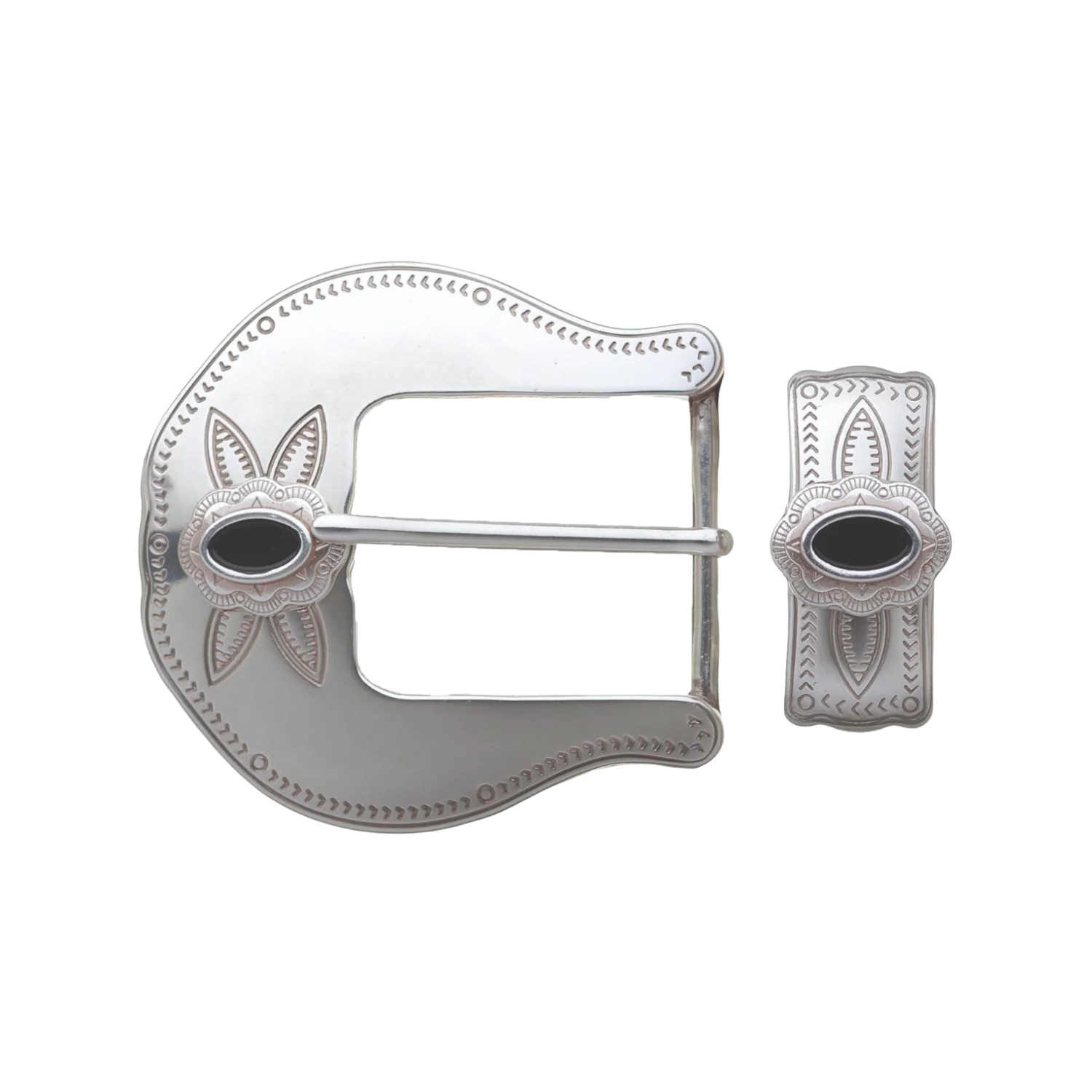 Heritage Enamel Bloom 40mm loop belt buckle in Silver.