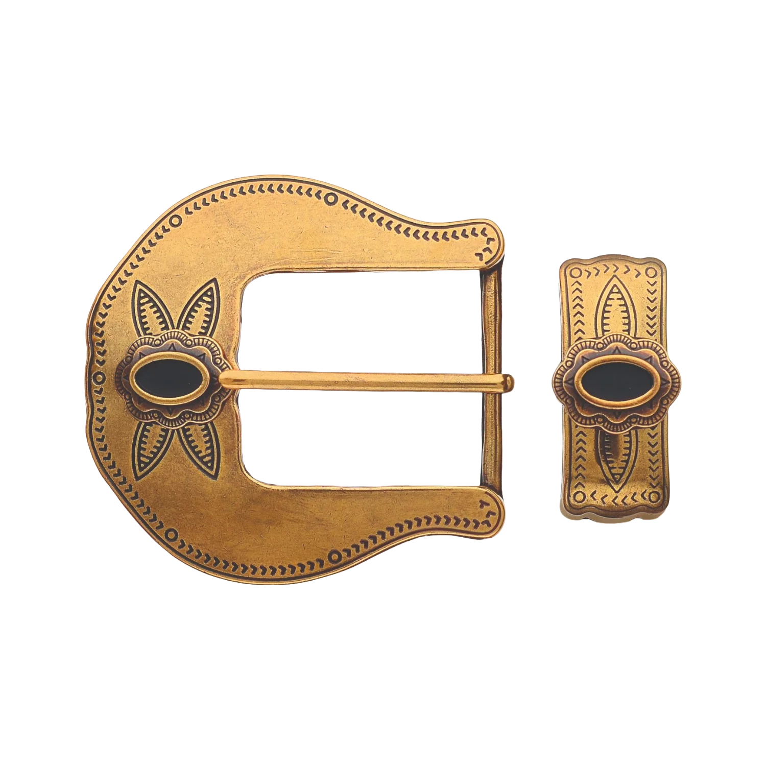 Heritage Enamel Bloom 40mm loop belt buckle in Old Gold.