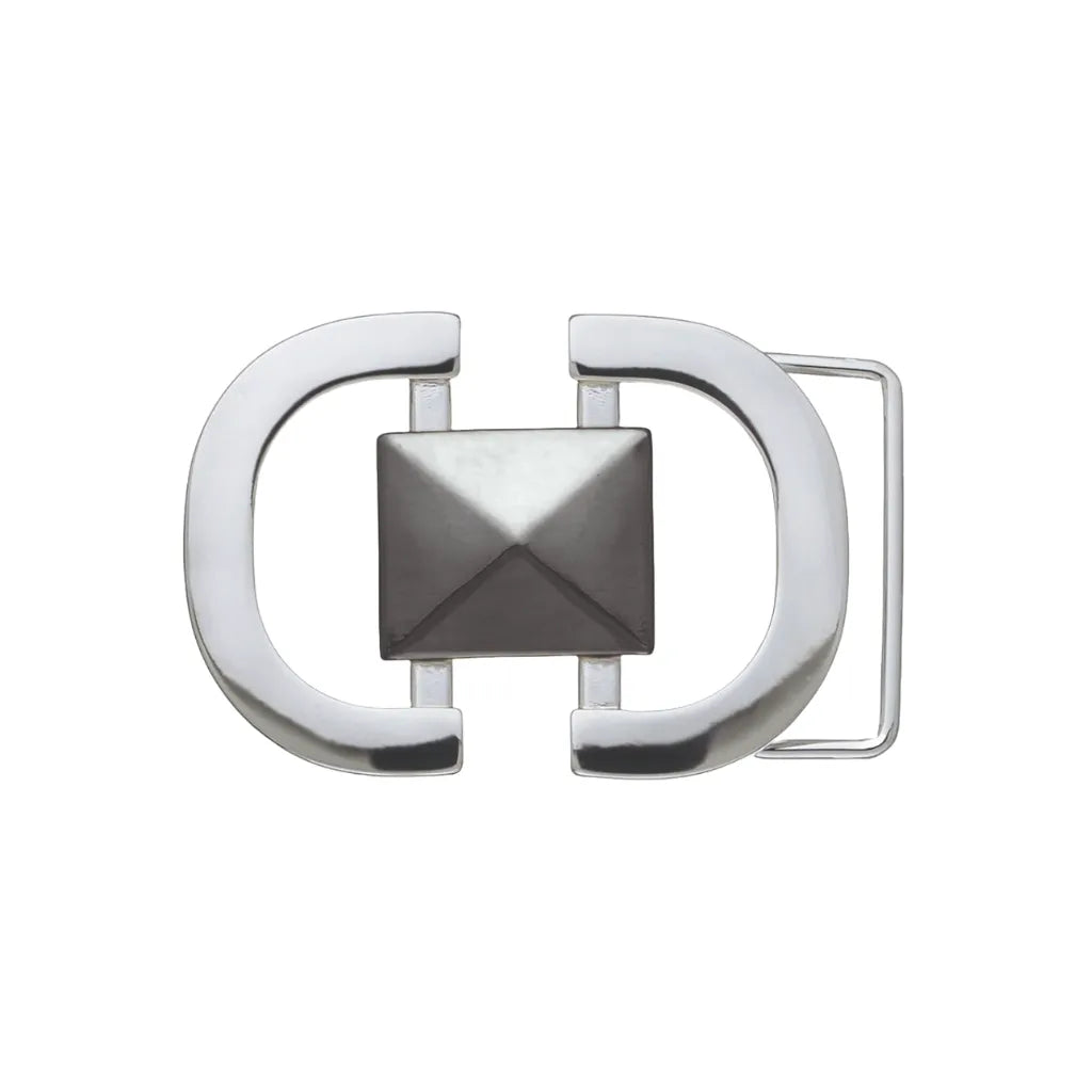Double-C Stud 40mm belt buckle in Palladium Nickelfree HQ + Shiny Gun Metal.