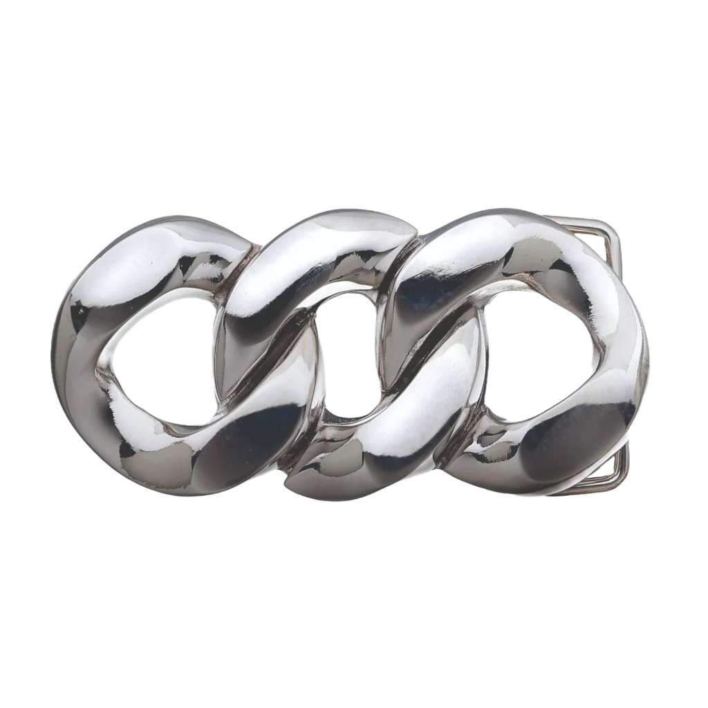 Polished silver chain link belt buckle, modern minimalist fashion accessory, Italian design inspired vintage buckle, stylish men’s belt hardware, collectible decorative accessory