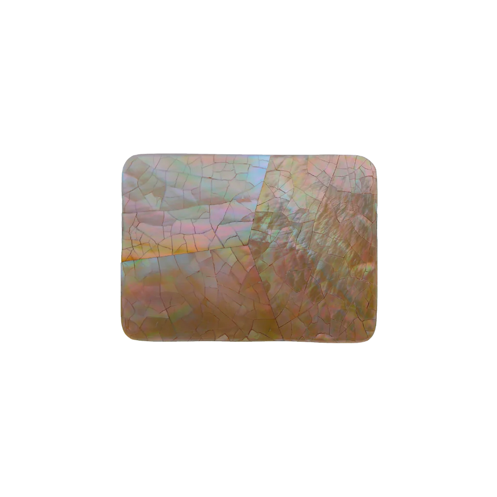 Rectangular belt buckle with iridescent mother of pearl inlay, cracked mosaic shell design, fashion accessory with natural gemstone finish, Italian design inspired vintage buckle, stylish men’s belt hardware
