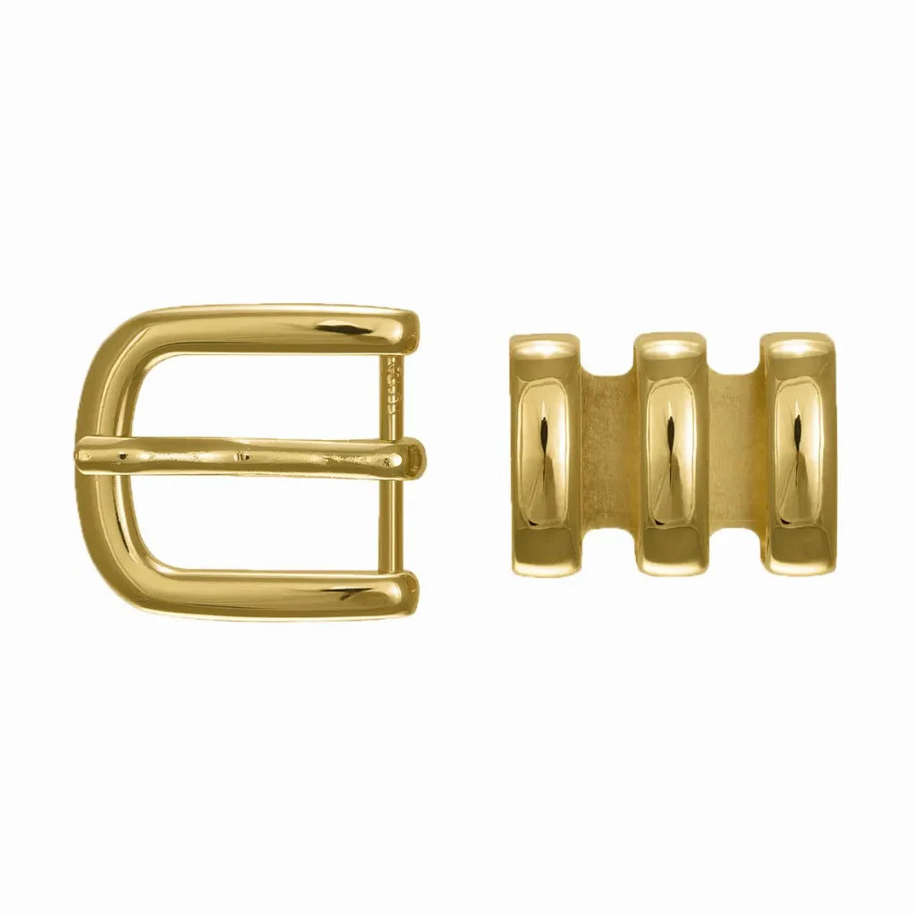 Rounded D-Frame + Triple Loop 40mm belt buckle in Gold Palladium Nickelfree HQ.