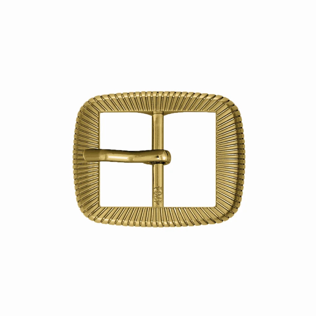 Ribbed Rectangle 40mm belt buckle in Brushed Light Gold.