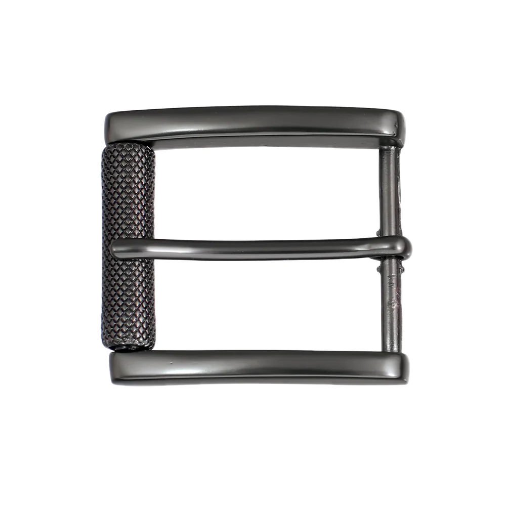 Rectangular Textured Roller 40mm Belt Buckle – Gun Metal Finish