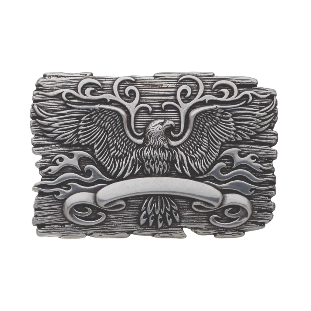 Eagle Flames 40mm Belt Buckle – English Silver, Zamak