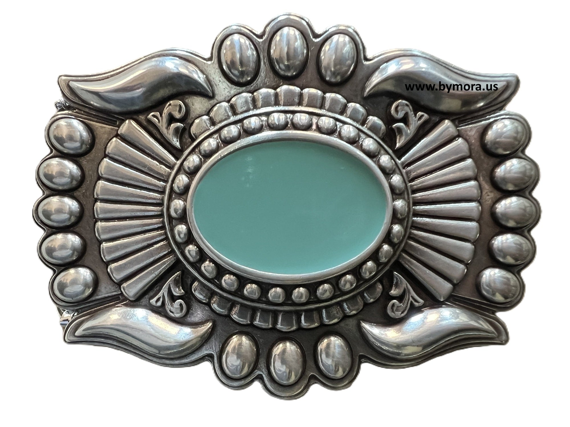 Western Style Oval 1.5 inch (40mm) Belt Buckle – English Silver Finish