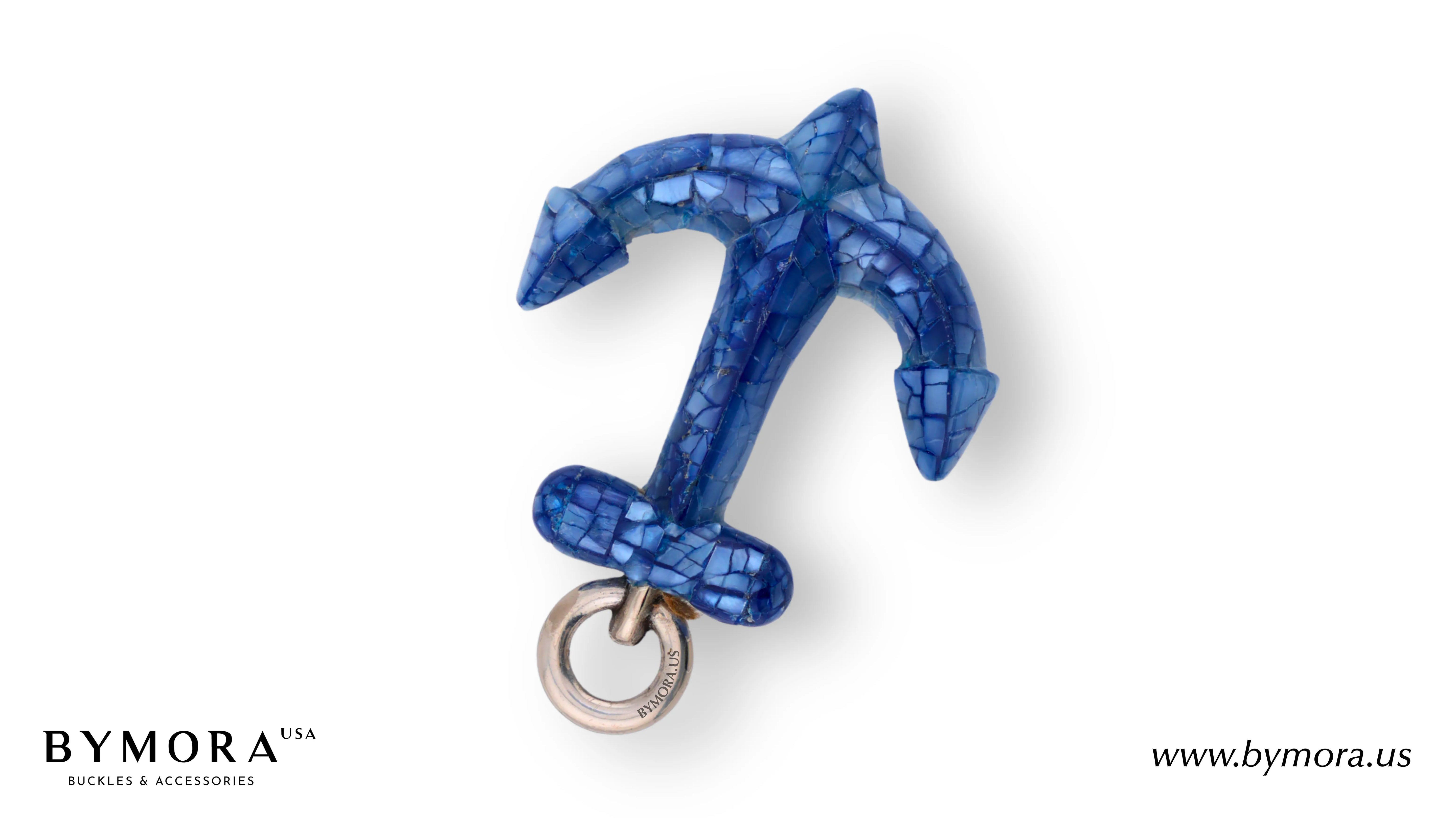 Luxury belt buckle full anchor with blue mother of pearl Italian