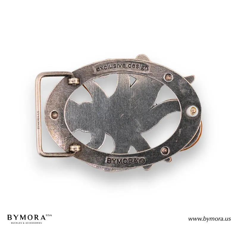 Luxury belt buckle octopus with orange mother of pearl Italian design