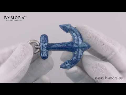 Load video: Anchor 40mm Belt Buckle – English Silver Finish + Cracked Blue Hammer Shell Mother of Pearl