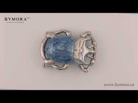Load video: Scarab 40mm Belt Buckle – English Silver Finish + Cracked Blue Hammer Shell Mother of Pearl