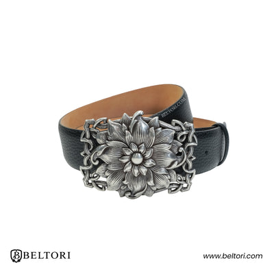 Floral Bloom Complete Belt – Black Leather