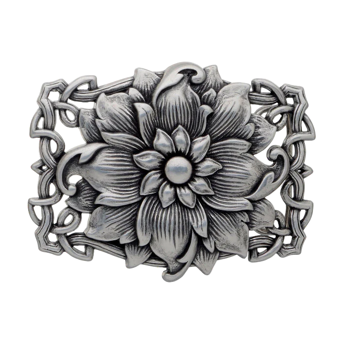 English silver belt buckle (100127-40-1) with Italian design, polished metal fashion accessory