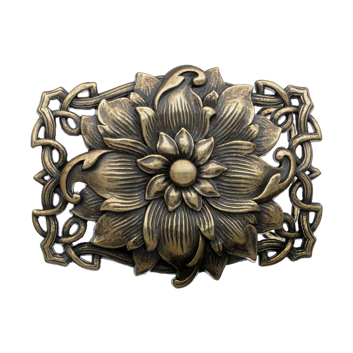 Old gold belt buckle (100127-40-2) with Italian design, polished metal fashion accessory