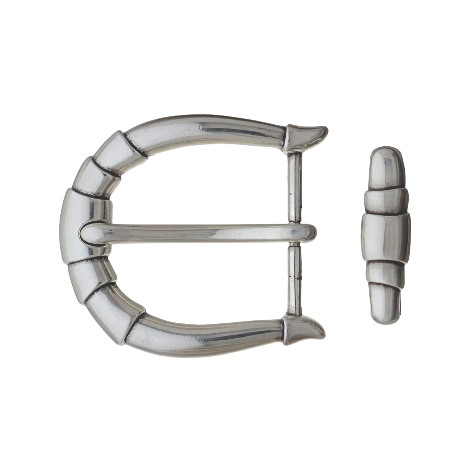 Bamboo Curve 40mm belt buckle in English Silver. 