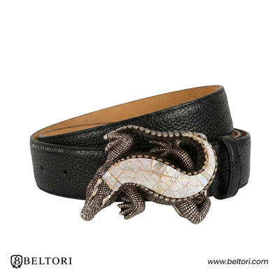 Crocodile Mother of Pearl Complete Belt 1.5"