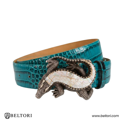 Crocodile Mother of Pearl Complete Belt 1.5"