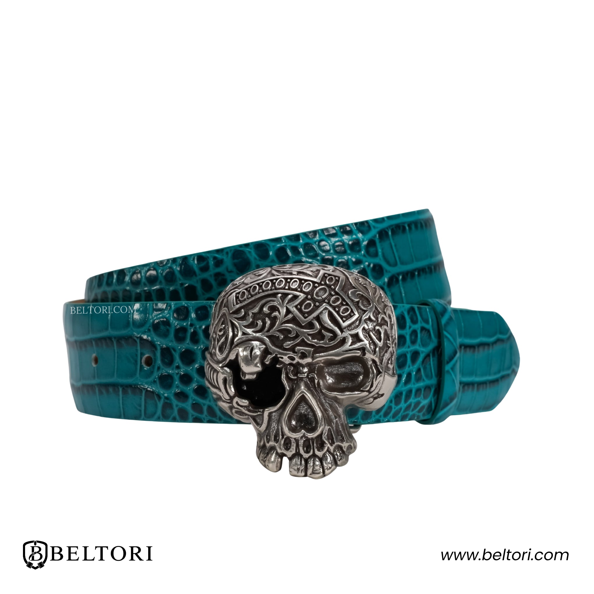 Skull Strass Noir Complete Belt – Foresta Leather
