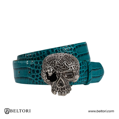 Skull Strass Noir Complete Belt – Foresta Leather