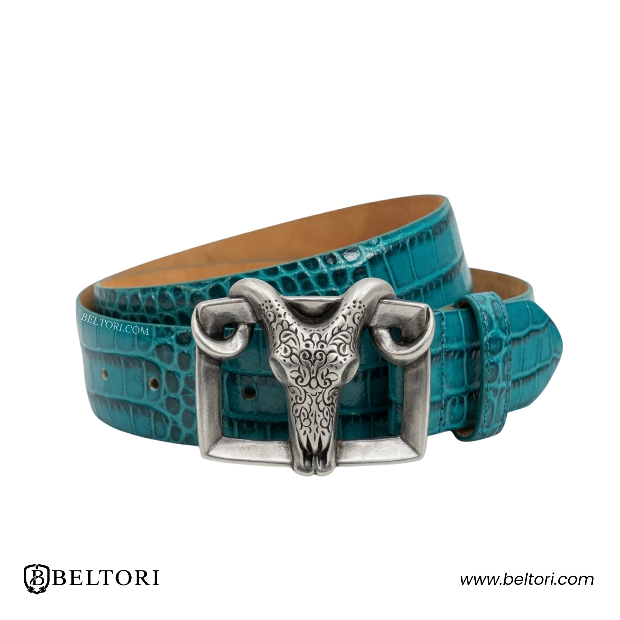 Bull Skull Western English Silver Complete Belt – Foresta Leather