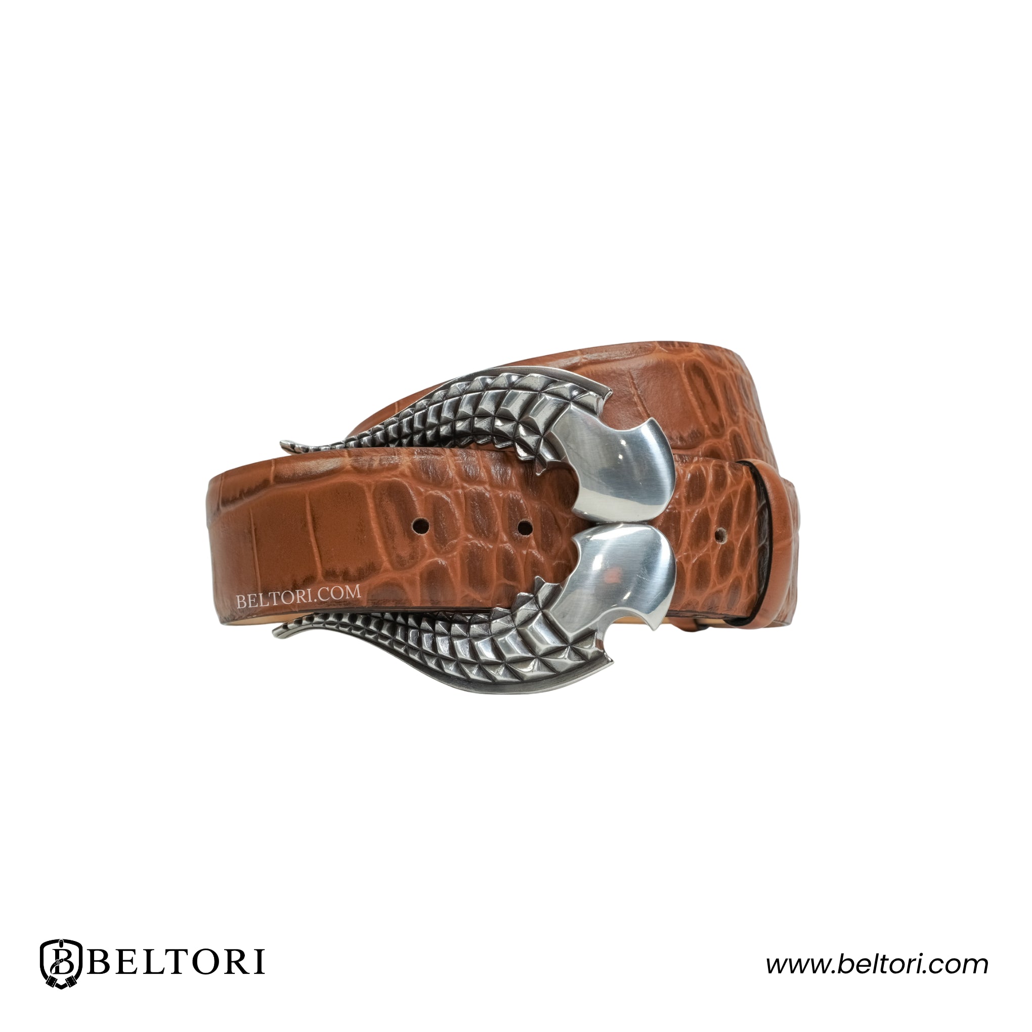 Twin Blade English Silver Complete Belt – Brown Leather