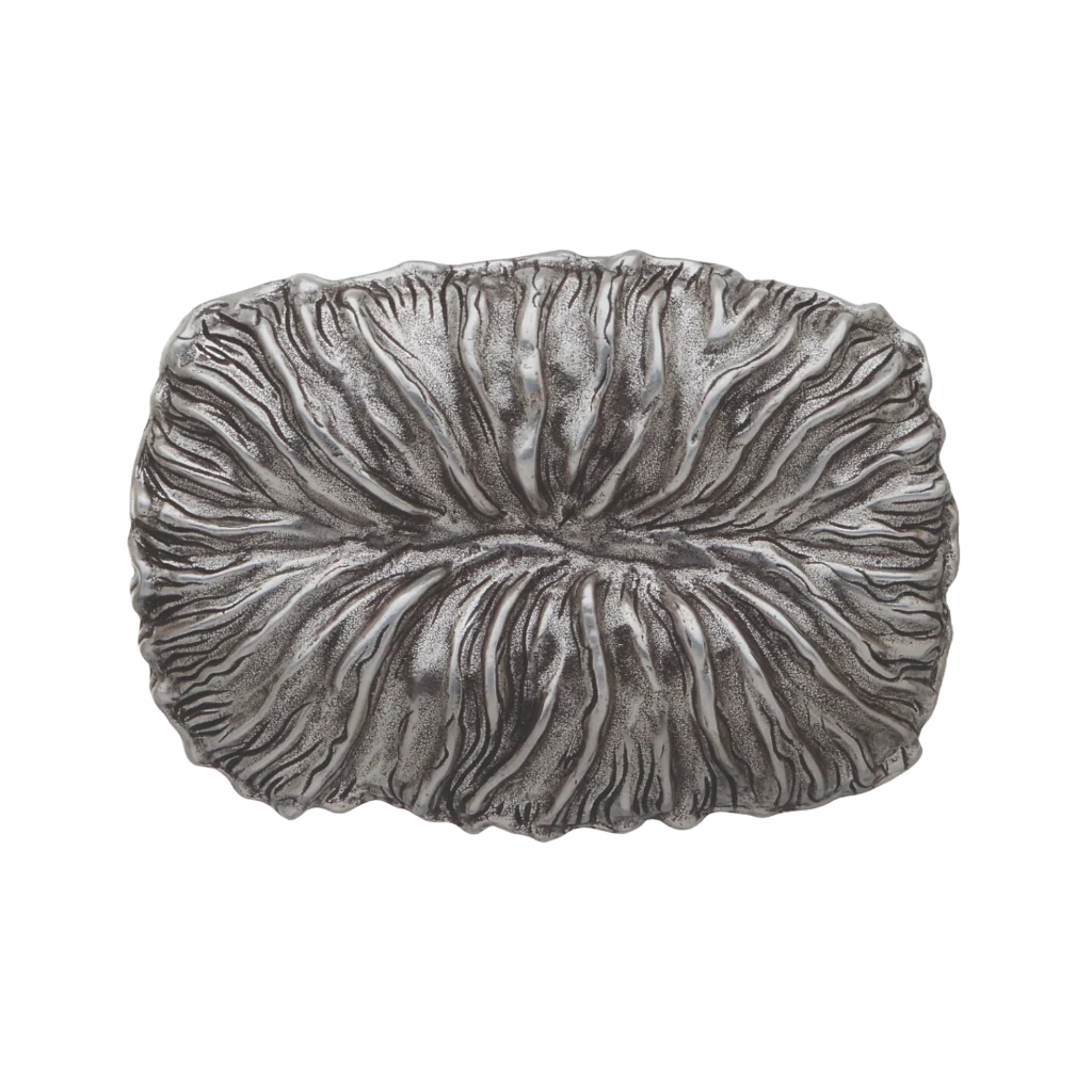 Textured Coral-Inspired 40mm Belt Buckle – English Silver Finish, Zamak