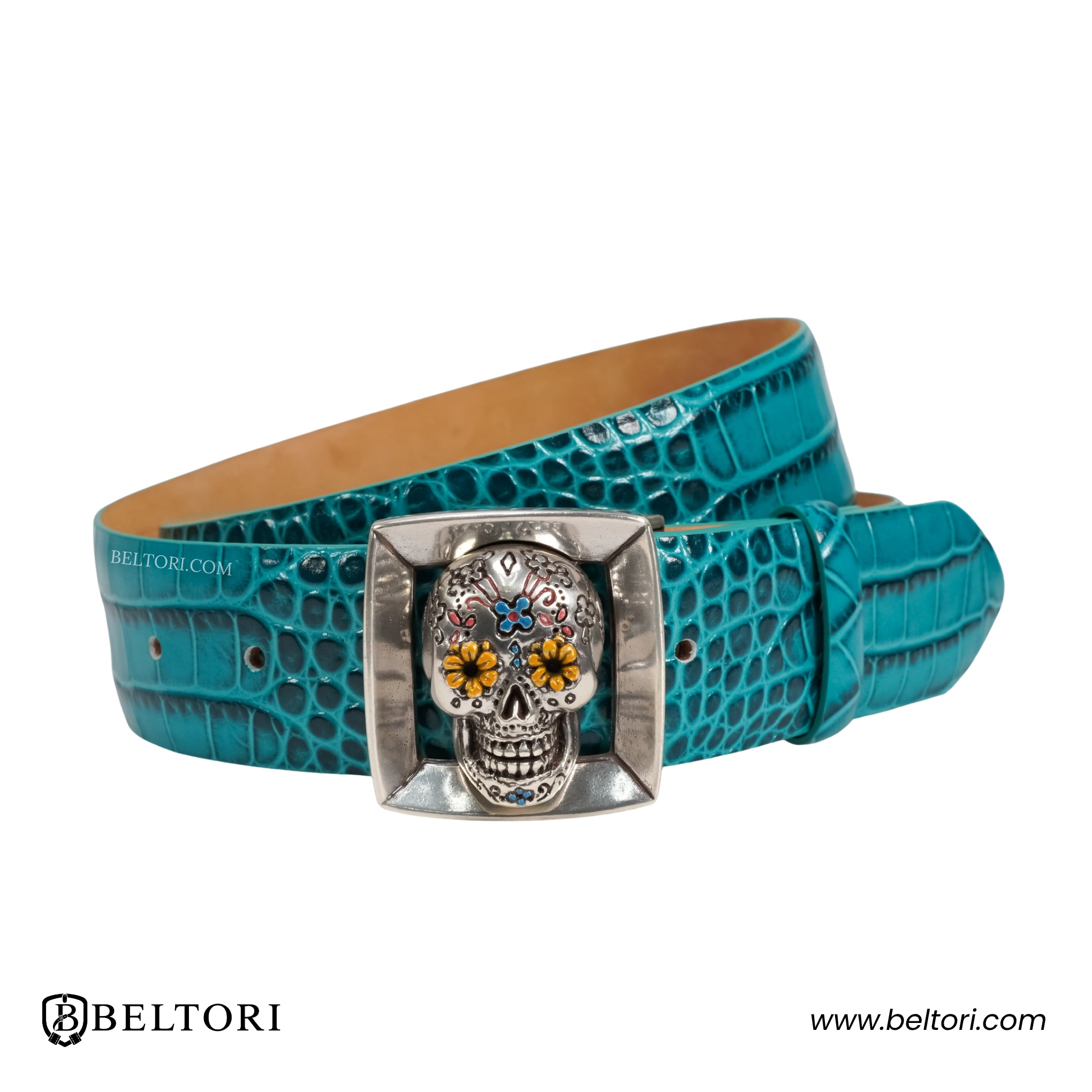 Day Of The Dead Skull English Silver Complete Belt – Foresta Leather