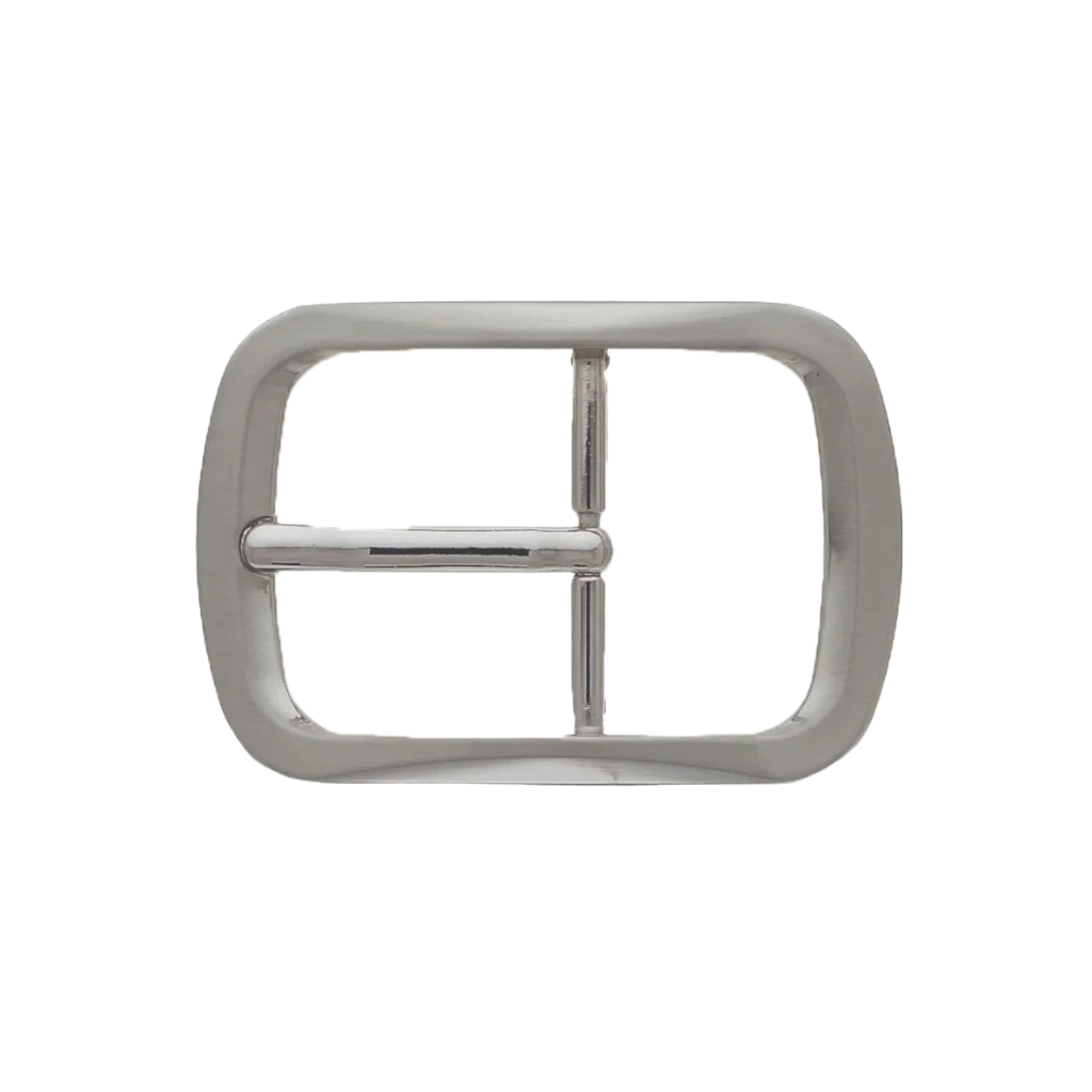 Rounded Rectangle 40mm belt buckle in Brushed Nickelfree. 