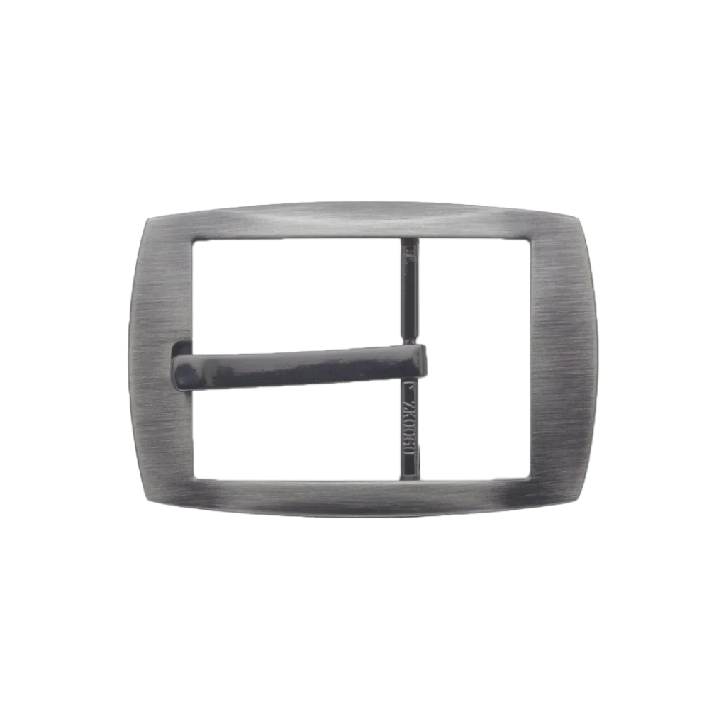 Modern Soft-Rectangle 40mm belt buckle in Brushed Gun Metal. 