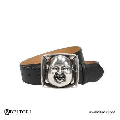 Buddha English Silver Complete Belt – Black Croc Leather