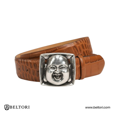 Buddha English Silver Complete Belt – Brown Leather