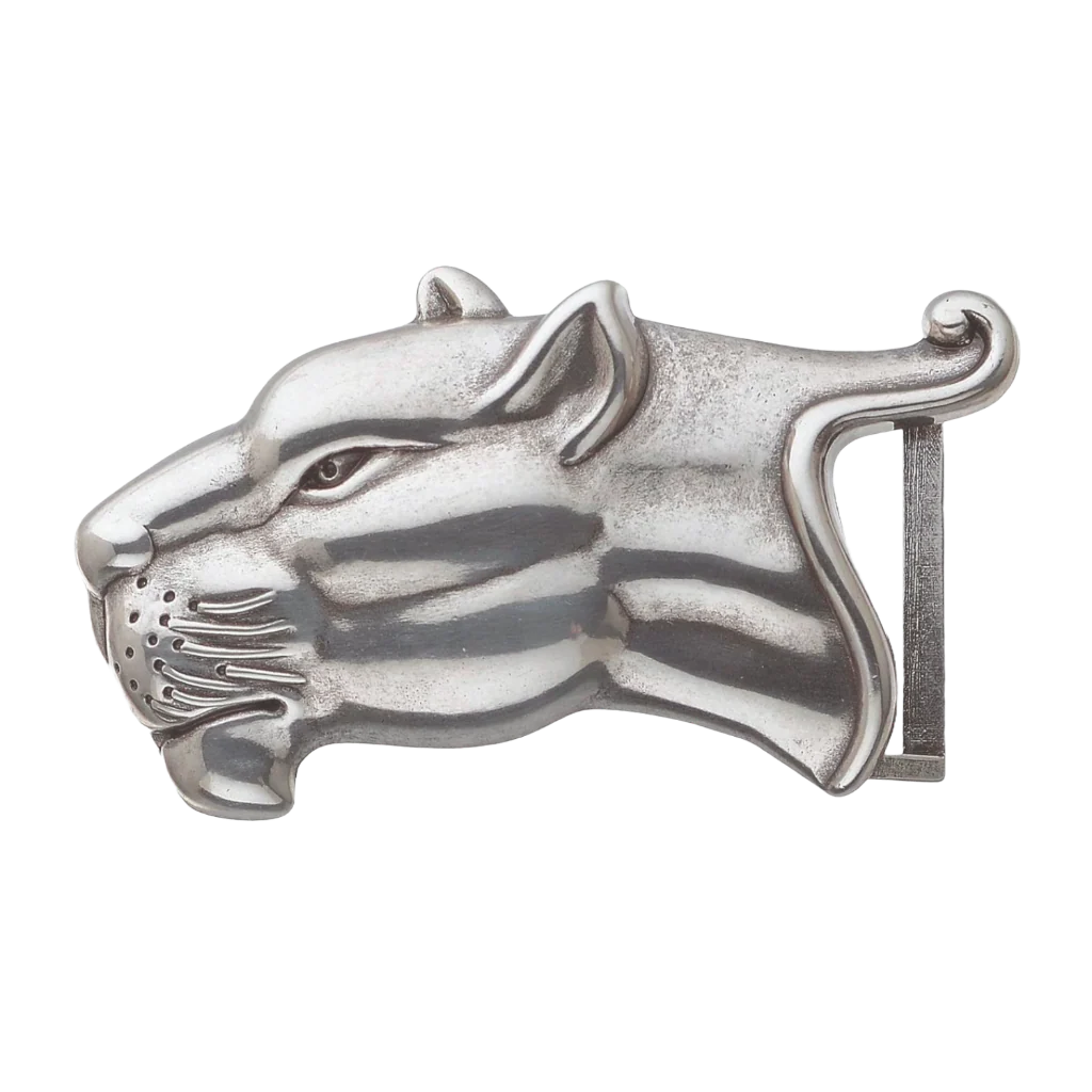 Silver panther head belt buckle, wild cat animal design fashion accessory, western style men’s and women’s belt hardware