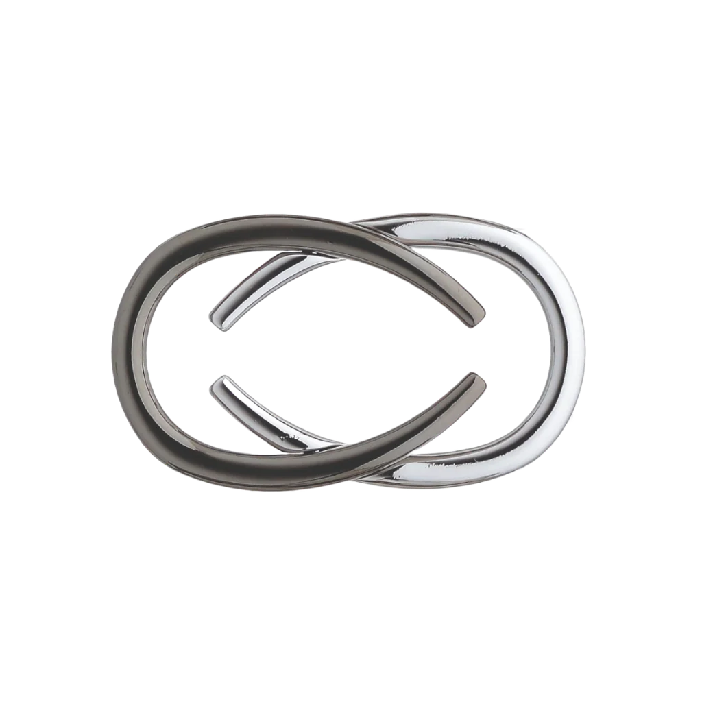 Interlocking ovals 40mm belt buckle in Palladium Nickelfree HQ + Shiny Gun Metal Finish.