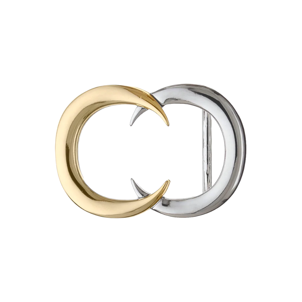 Twin Crescent 40mm buckle in Palladium Nickelfree HQ + Light Gold.